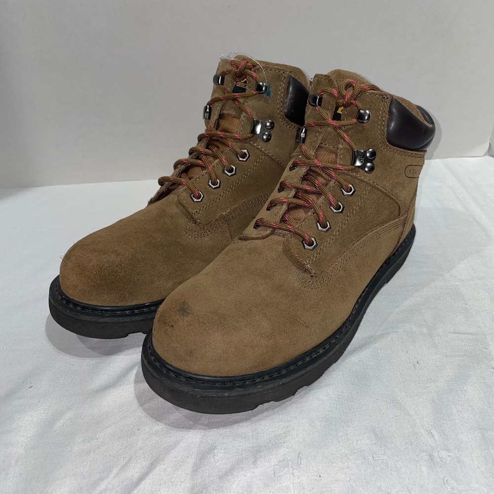 Brazos Womens 9B Steel Toe Work Boots Tan Suede Leather ASTM F2413-11 FWBWWR3012